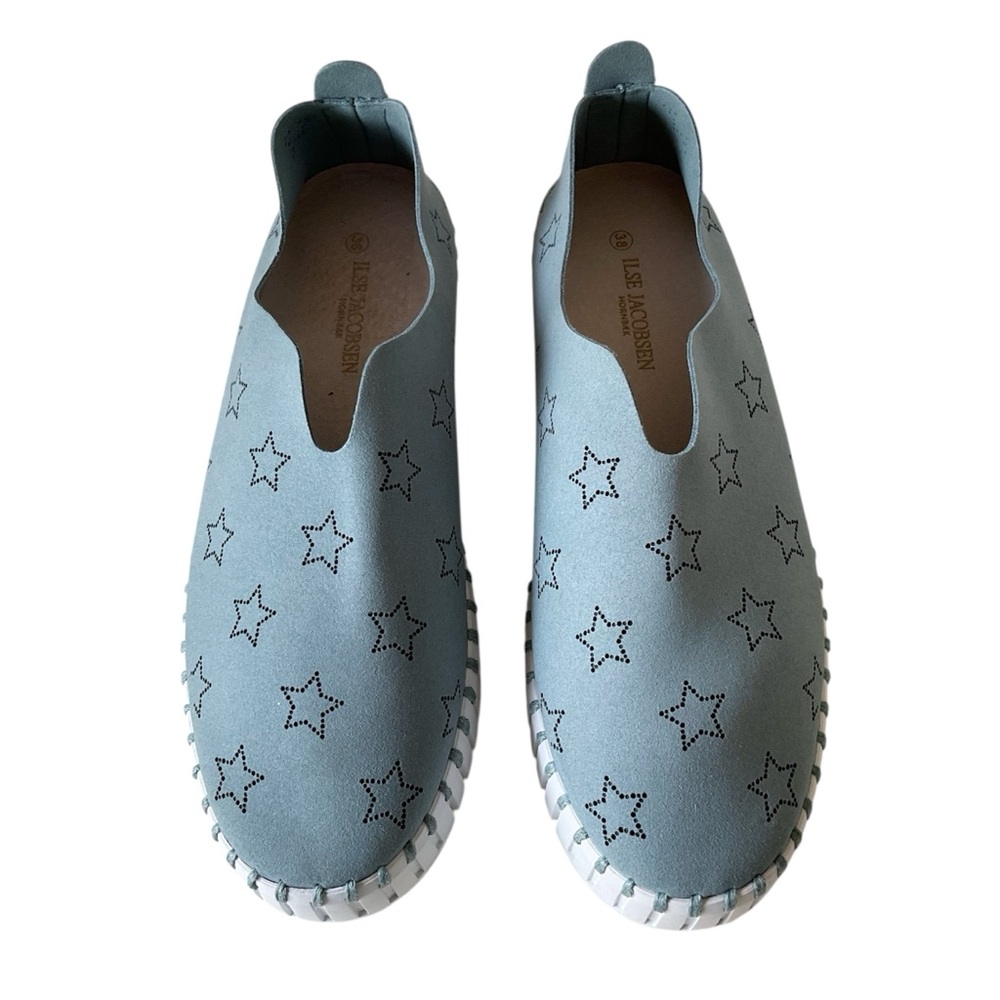 Ilse Jacobsen Light Blue Star Slip-On Espadrilles
